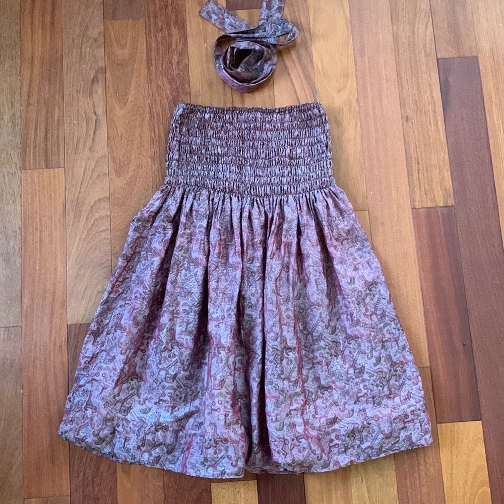 100% Silk dress / Smocked tunic / top / Blouse Reversible